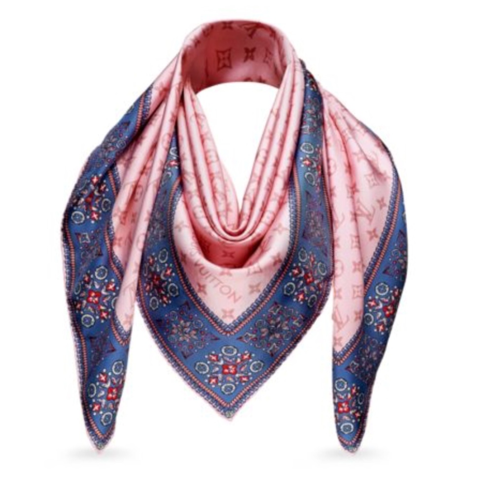 New Louis Vuitton Scarf Monogram Giant Pink Silk Oversize Wrap - Picture 2 of 14